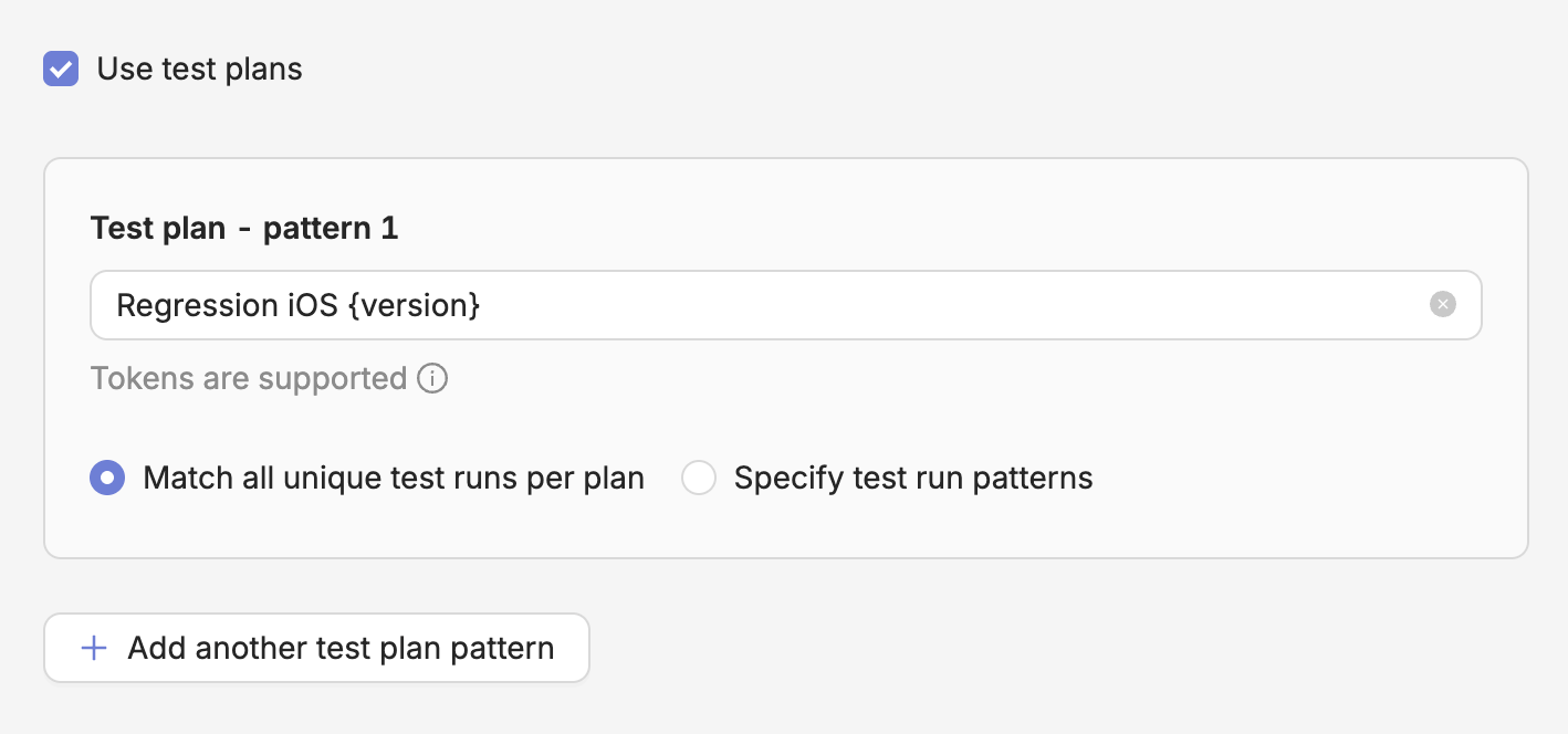 Test plan configuration